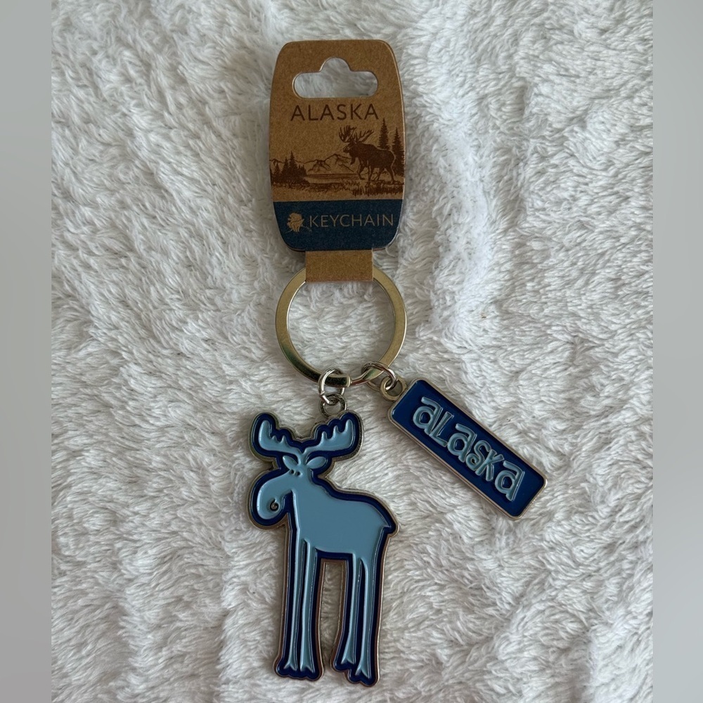 Unbranded Blue Metal Moose Keychain